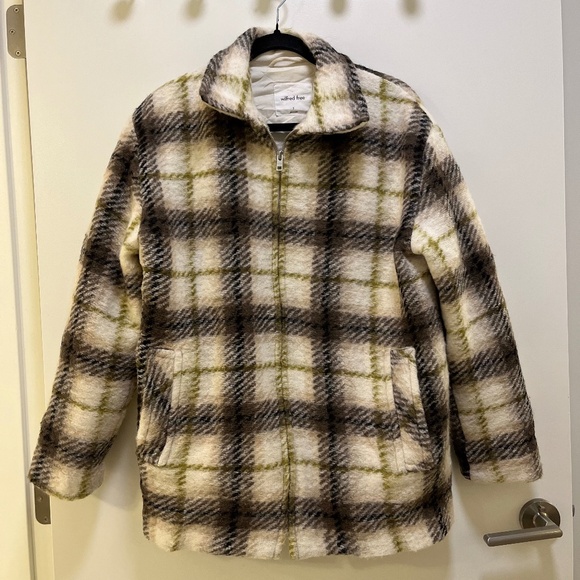 Wilfred Free Zip Plaid Wool Coat - Picture 1 of 5